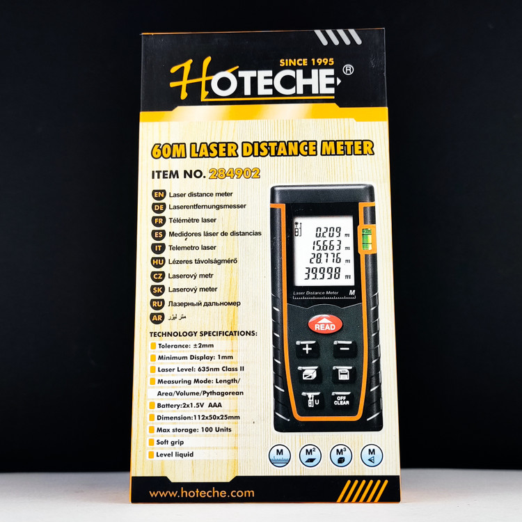 متر لیزری 100 متری- باطری خور - حالت های مختلف متر ، فیت ، اینچ - برند اصلی Hoteche هوتچ (284904)
