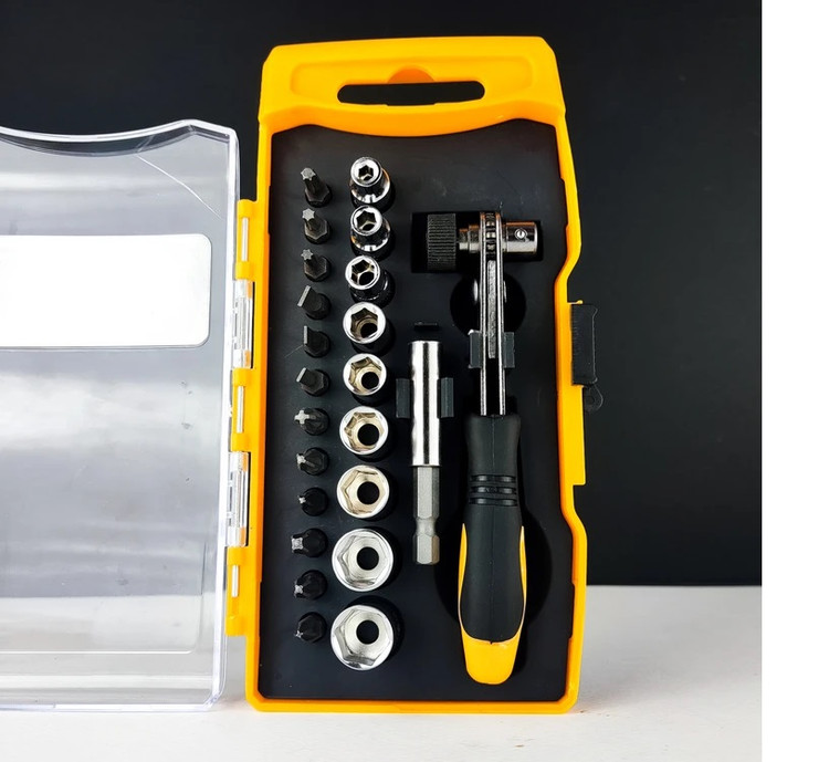 ست کله بکس و بیت پیچ گوشتی و دسته جغجغه 23 عددی سایز 1.4 اینچ - برند اصلی Hoteche هوتچ (250923)