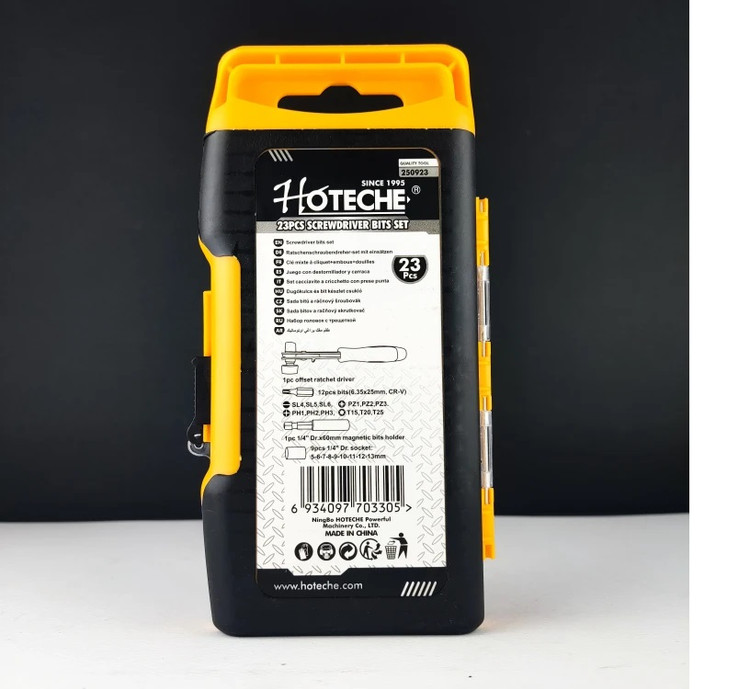 ست کله بکس و بیت پیچ گوشتی و دسته جغجغه 23 عددی سایز 1.4 اینچ - برند اصلی Hoteche هوتچ (250923)