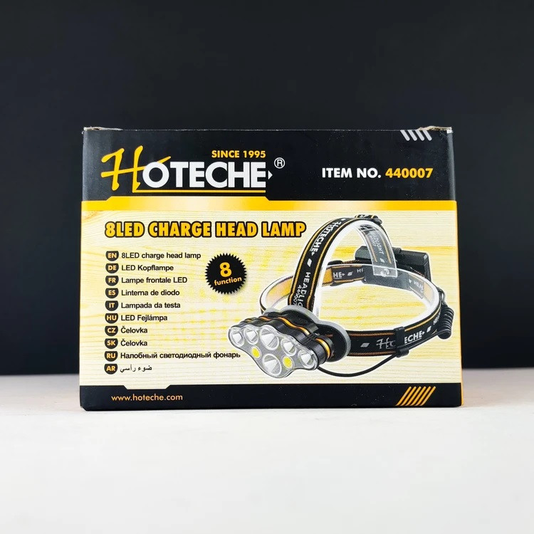 چراغ پیشانی کوهنوردی- 8 لامپ - 4400 میلی آمپری قابل شارژ - برند اصلی Hoteche هوتچ (440007)
