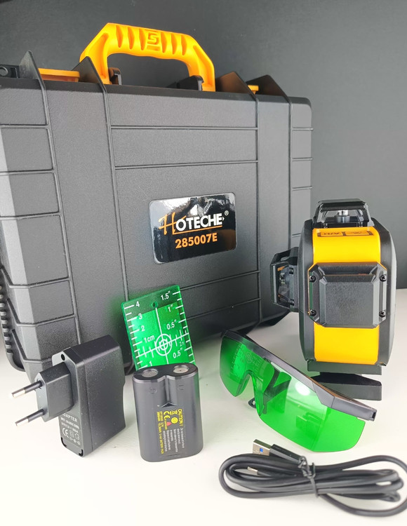 تراز لیزری هوتچ متقاطع کاملاً حرفه ای سه بعدی دارای پایه مگنتی بسیار پر قدرت(12 خط) Hoteche (285007)