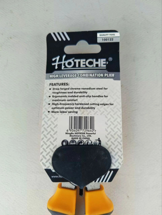 انبر دست فولادی حرارت دیده * 7 * اینچ ضد زنگ و ضد سایش فوق حرفه ای و صنعتی - برند اصلی Hoteche هوتچ (100122)