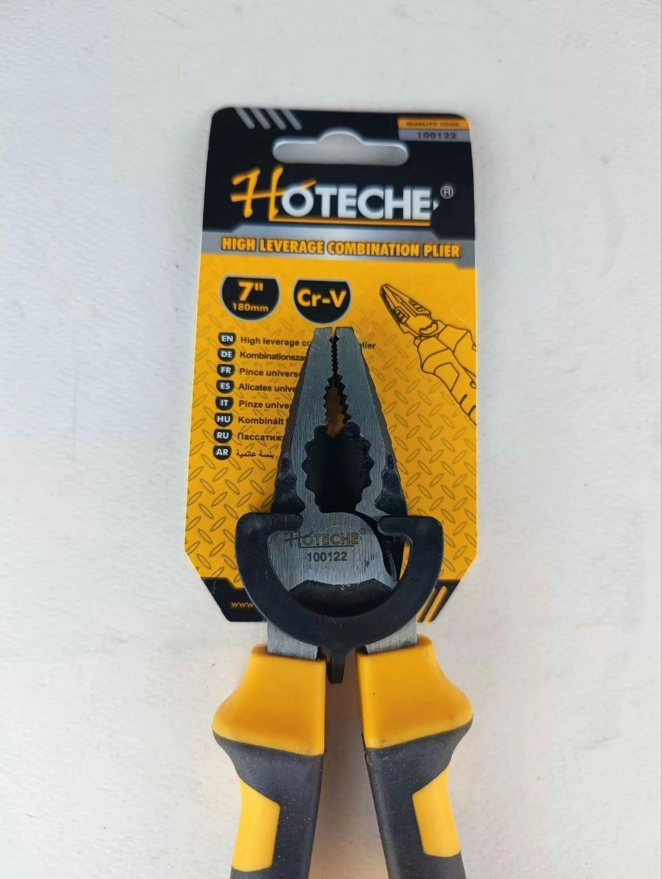 انبر دست فولادی حرارت دیده * 7 * اینچ ضد زنگ و ضد سایش فوق حرفه ای و صنعتی - برند اصلی Hoteche هوتچ (100122)