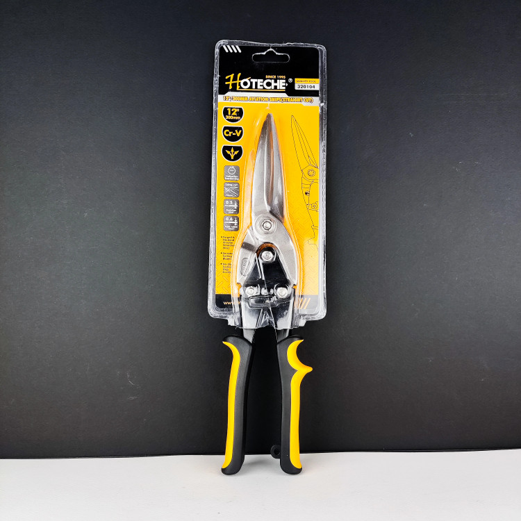 قیچی کنف (کناف) کاری - دماغه دراز - قیچی حلبی بر - قیچی ورق بر - دماغه مستقیم 12 اینچ 300 میل - برند اصلی Hoteche هوتچ (320104)