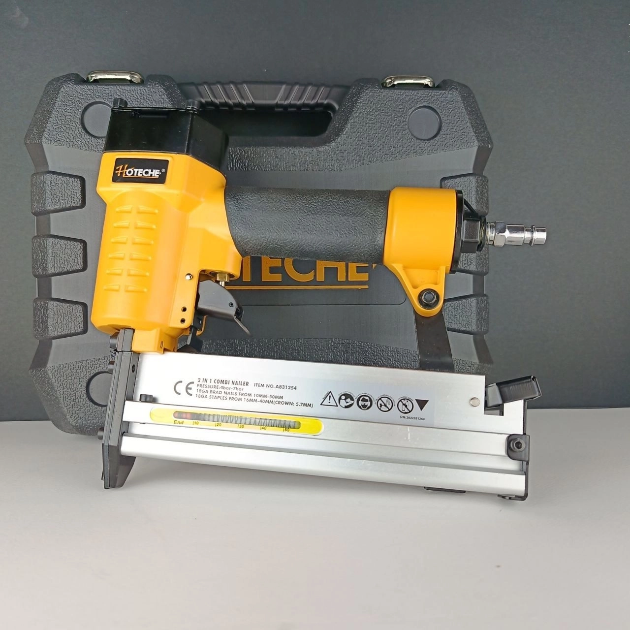 میخ کوب بادی صنعتی -زدن2میخ به صورت همزمان -ضامن آزاد سازی شستی -3 نوع کوبلینگ - بدنه فلزی برند اصلیHotecheهوتچ(831254)