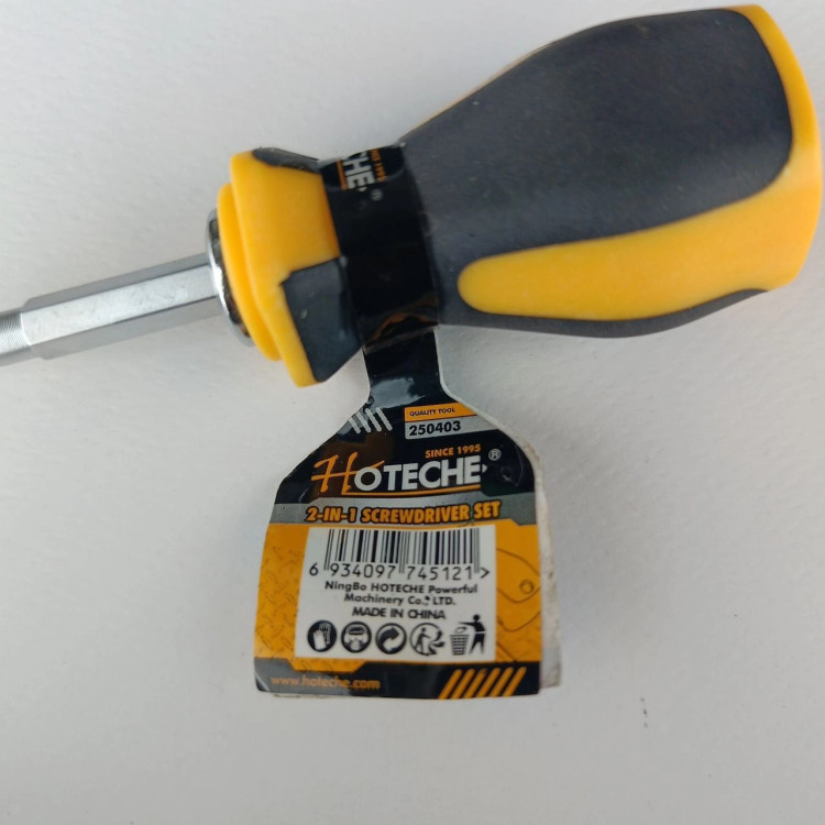 پیچ گوشتی مچی 2 سر (چهار سوم - دوسوم ) فولادی با روکش نیکل - برند اصلی Hoteche هوتچ (250403)