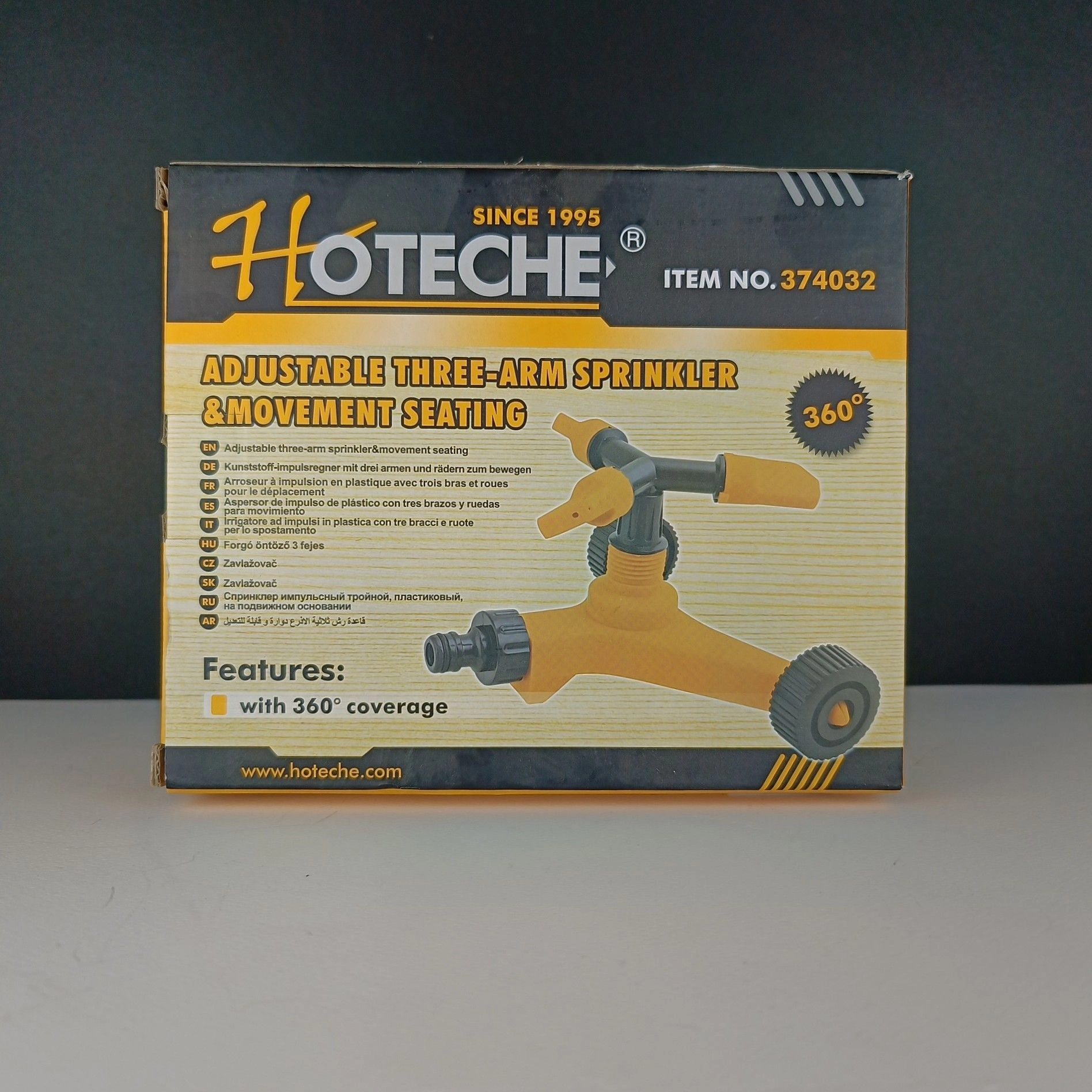 آبپاش باغچه ای گردان متحرک با قابلیت تنظیم حالت پاشش-جنس بدنه پلاستیک فشرده و با کیفیتABS-برند اصلیHotecheهوتچ(374032)