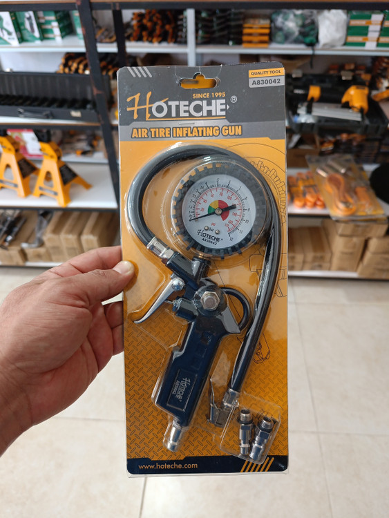 درجه باد کارگاهی عقربه ای - تفنگ باد گیج دار عقربه ای- فشار سنج عقربه ای لاستیک خودرو - برند اصلی Hoteche هوتچ (830042)