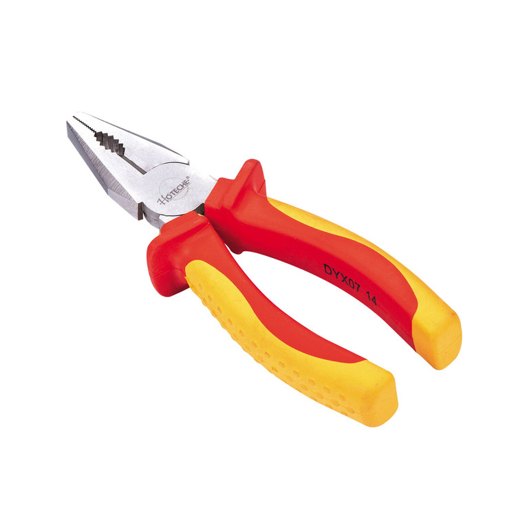 انبردست فوق صنعتی عایقدار ۱۸۰ میلیمتری۷ اینچی CrV روکش مشکی عایق ۱۰۰۰ ولت دسته دو رنگ برند اصلی هوتچ مدل (101102)