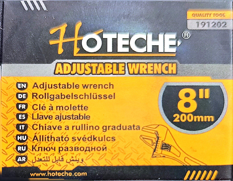 آچار فرانسه هوتچ (Hoteche) سایز 8 اینچ / 200 میلیمتر کد محصول (191202) قسطی