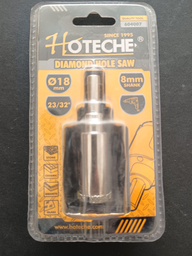 مته گردبر الماسی هوتچ (HOTECHE) با قطر ۱۸ میلیمتر شیشه و سرامیک کد محصول 604007 (قسطی)