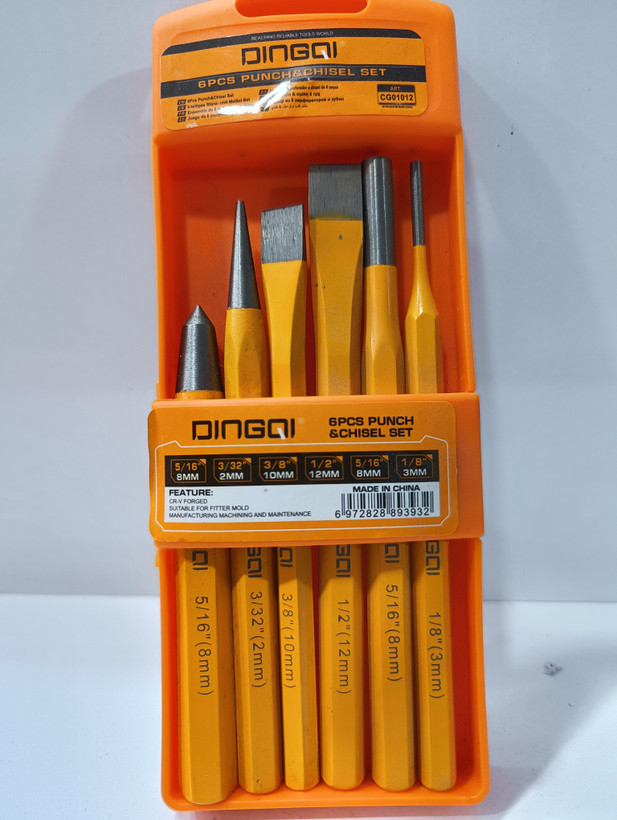ست 6 تکه سنبه فولادی پانچ و اسکنه حرفهای DINGQI مدل CG01012