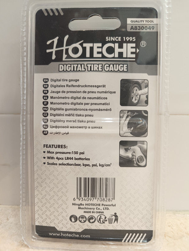 فشار سنج لاستیک درجه باد دیجیتالی- فشار سنج تایر خودرو - 150 Bar - دیجیتالی - برند اصلی Hoteche هوتچ (830049) (قسطی)