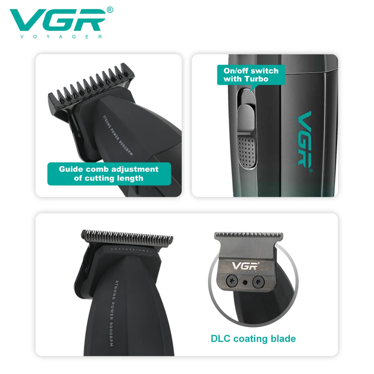 VGR V-906 Professional Hair Trimmer with 9000 RPM, DLC Ceramic Blade and 2000 mAh Battery