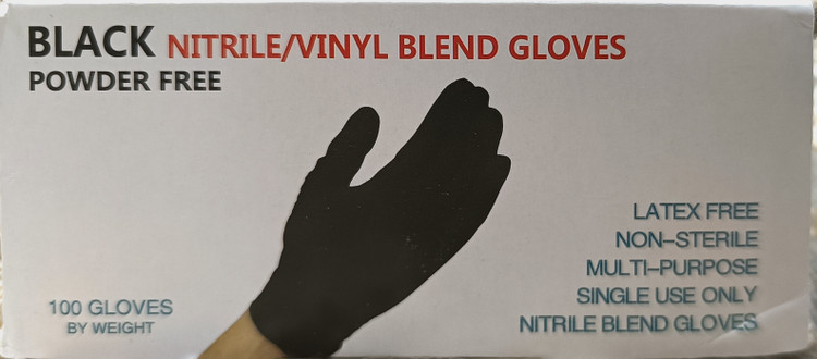 دستکش نیتریل وینیل مشکی بدون پودر (بسته ۱۰۰ عددی) | ترکیب هوشمندانه استحکام و لطافت Black Powder-Free Nitrile-Vinyl Blend Gloves (Pack of 100) | A smart blend of strength and softness