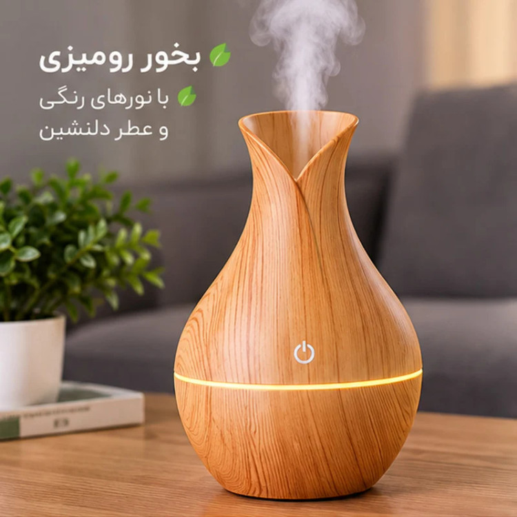 رطوبتساز و بخور سرد اولتراسونیک آروماتراپی ۲۰۰ میلیلیتر – طراحی کوزهای با نور LED