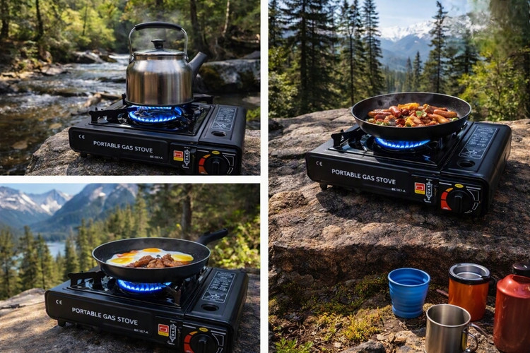اجاق گاز مسافرتی قابل حمل مدل BK-167-A – همراه مطمئن شما در سفر، کمپ و شرایط اضطراری Portable Camping Gas Stove Household Gas Powered Stove Burner Outdoor Camping Gas