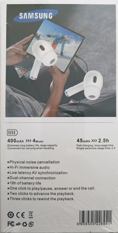 هدفون بیسیم سامسونگ مدل OX-03 Pro نیمه داخل گوش حذف نویز و شارژدهی فوقالعاده Samsung OX-03 Pro semi-in-ear wireless headphones with noise cancellation and excellent charging