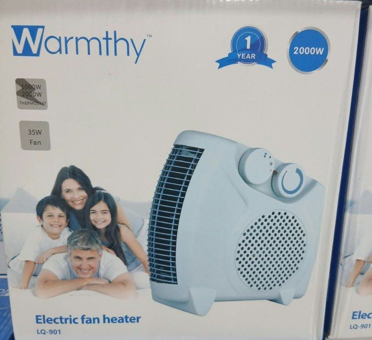 بخاری برقی فندار وارمتی مدل LQ-901 با توان 2000 وات و ترموستات قابل تنظیم و سیستم قطع خودکار Warmty electric fan heater model LQ-901 with 2000 watts of power, adjustable thermostat and automatic shut-off system