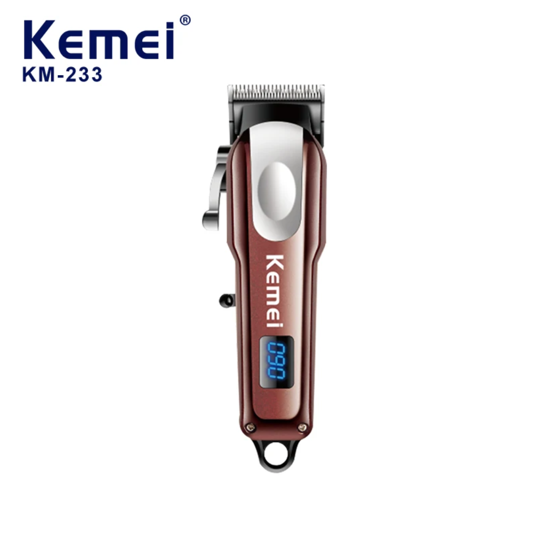 ماشین اصلاح مو و ریش کیمی مدل Kemei KM-233 با نمایشگر LCD و شارژ USB  Kemei KM-233 hair and beard trimmer with LCD display and USB charging