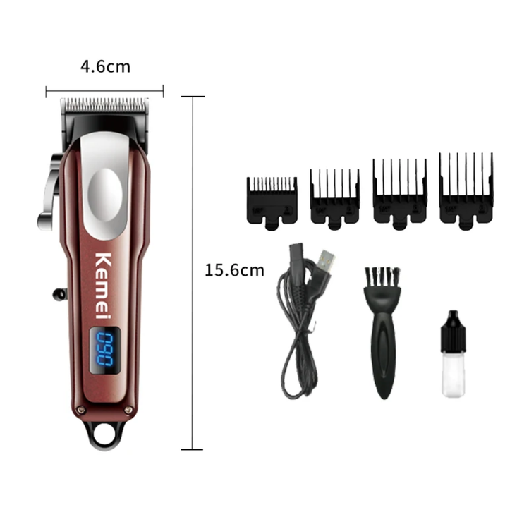 ماشین اصلاح مو و ریش کیمی مدل Kemei KM-233 با نمایشگر LCD و شارژ USB Kemei KM-233 hair and beard trimmer with LCD display and USB charging