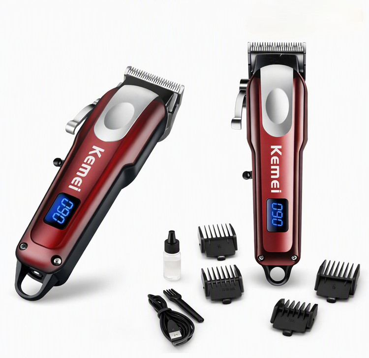 ماشین اصلاح مو و ریش کیمی مدل Kemei KM-233 با نمایشگر LCD و شارژ USB Kemei KM-233 hair and beard trimmer with LCD display and USB charging