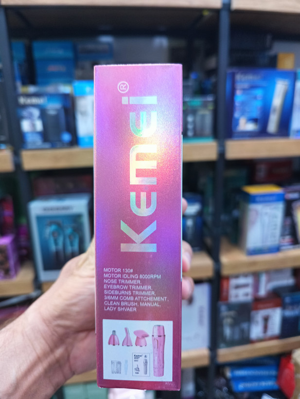 ست اصلاح ۴ کاره بانوان Kemei KM-2715 شیور صورت ابرو بینی و خط زن با شارژ USB Kemei KM-2715 Women's 4-in-1 Shaving Set, Eyebrow, Nose and Line Shaver with USB Charging