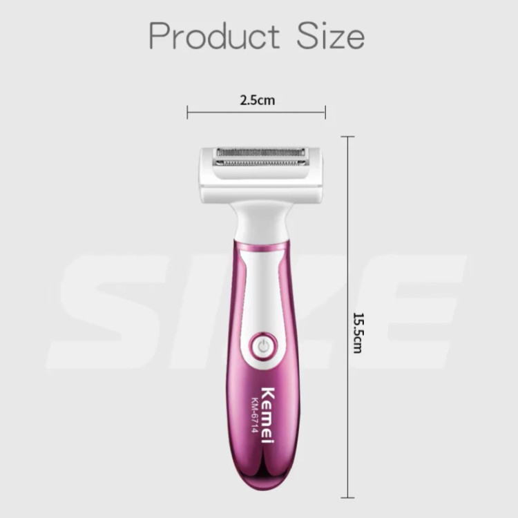 ست اصلاح و شیور ۴ کاره بانوان کیمی مدل KM-6714 (شارژی / ضدآب) Kimi 4-function women's shaving and shaver set, model KM-6714 (rechargeable / waterproof)